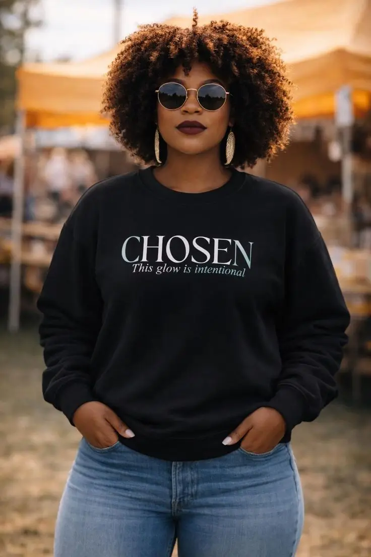 chosen script logo crewneck sweatshirt minimalist inspirational lettering